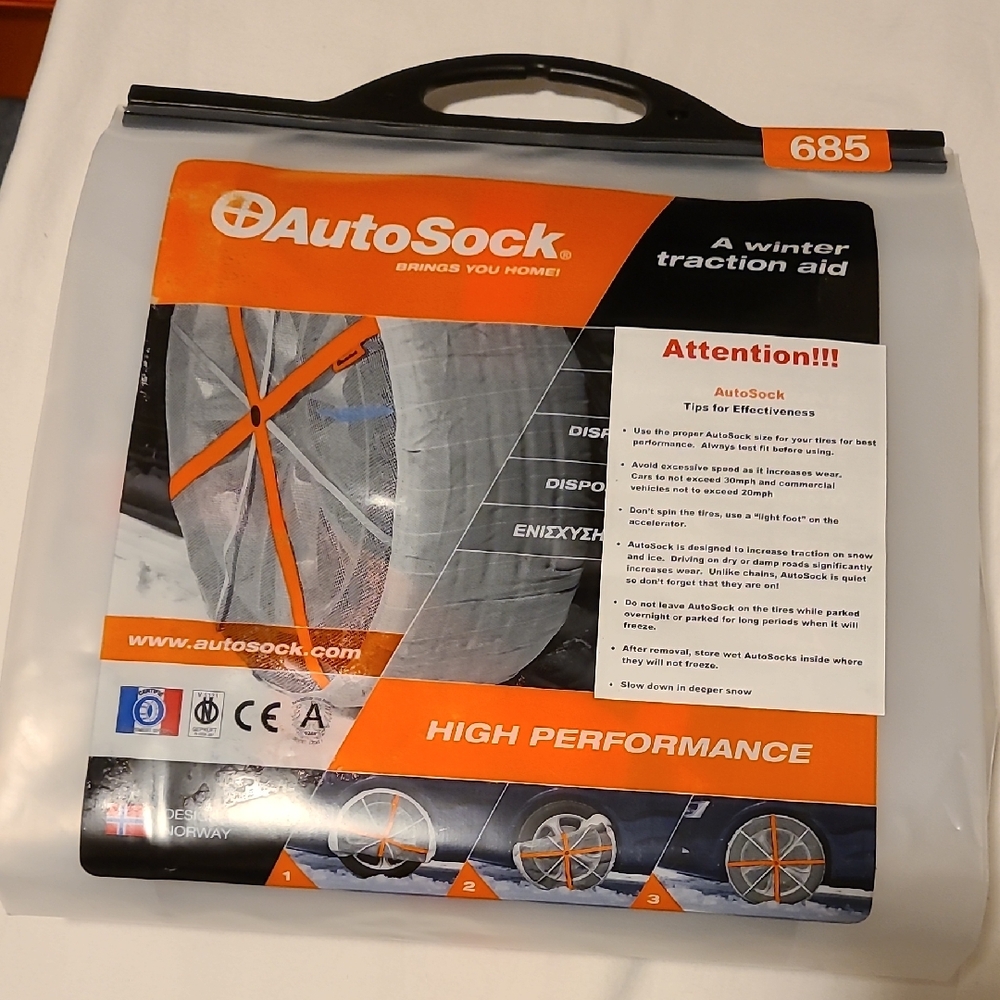 AutoSock High Performace 685, NWT, Winter Traction Aid For Tires, Snow Ice